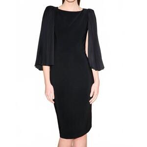 NEW JOSEPH RIBKOFF pleated sleeve sheath dress in black